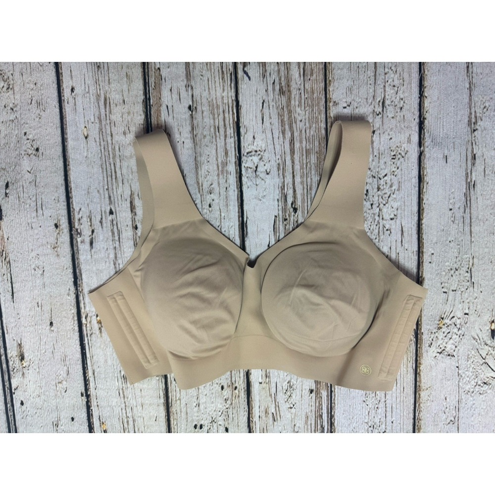 Honeylove Women XL Sand V-Neck Soft Form Wireless Bra Padded Nude